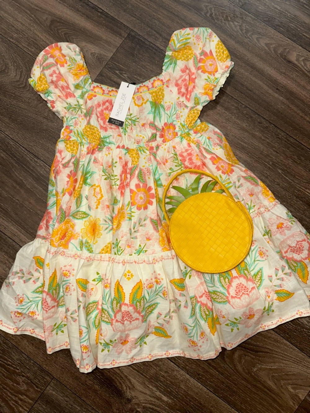 Floral Sundress with Pineapple Bag